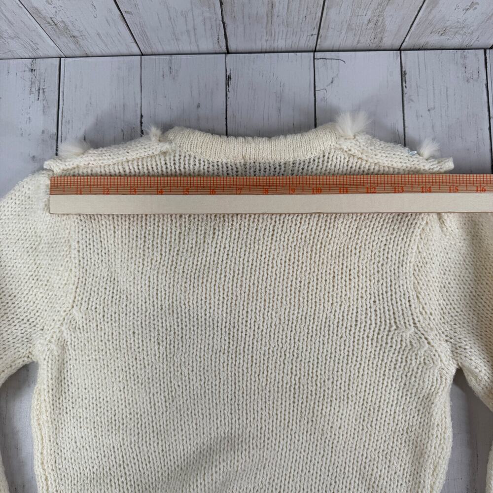 VTG Currants Cream Decorative Ribbon Collar Chunky Knit Sweater Korea Size Small - Picture 14 of 15